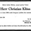 Kloess Christian 1888-1966 Todesanzeige